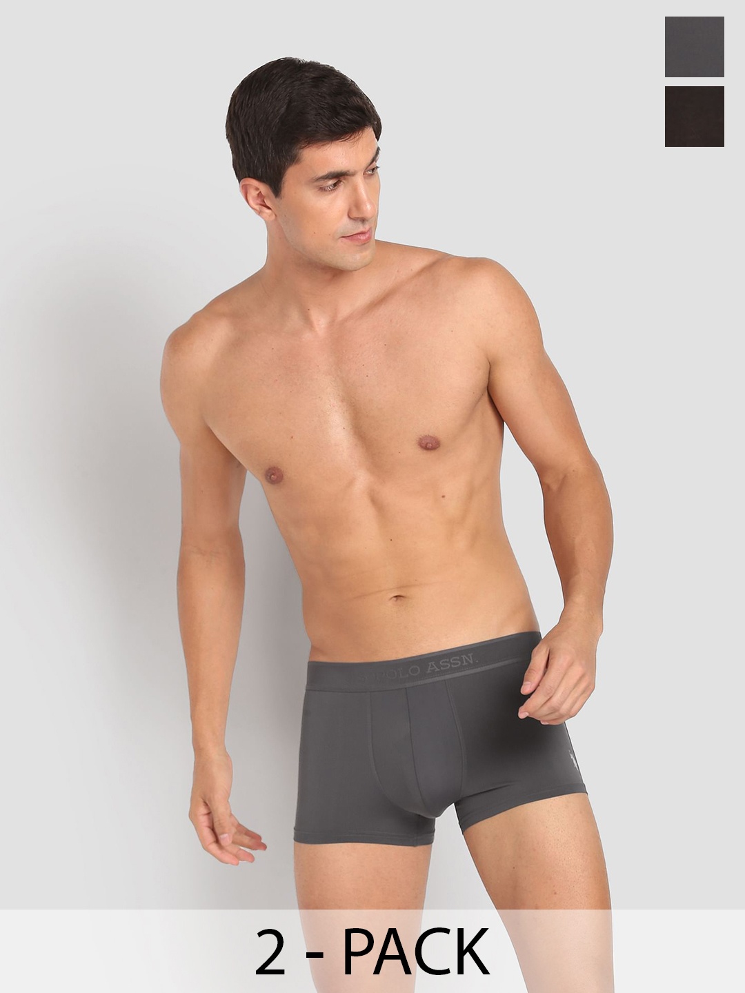 

U.S. Polo Assn. Pack Of 2 Outer Elastic Trunk 23011974-1-23011968-1, Grey