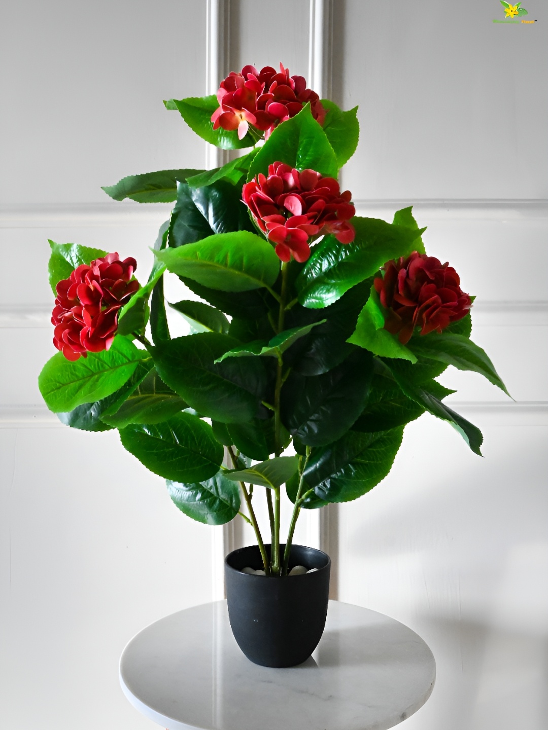 

Blooming Floret Green & Red Hydrandea Artificial Plant With Pot