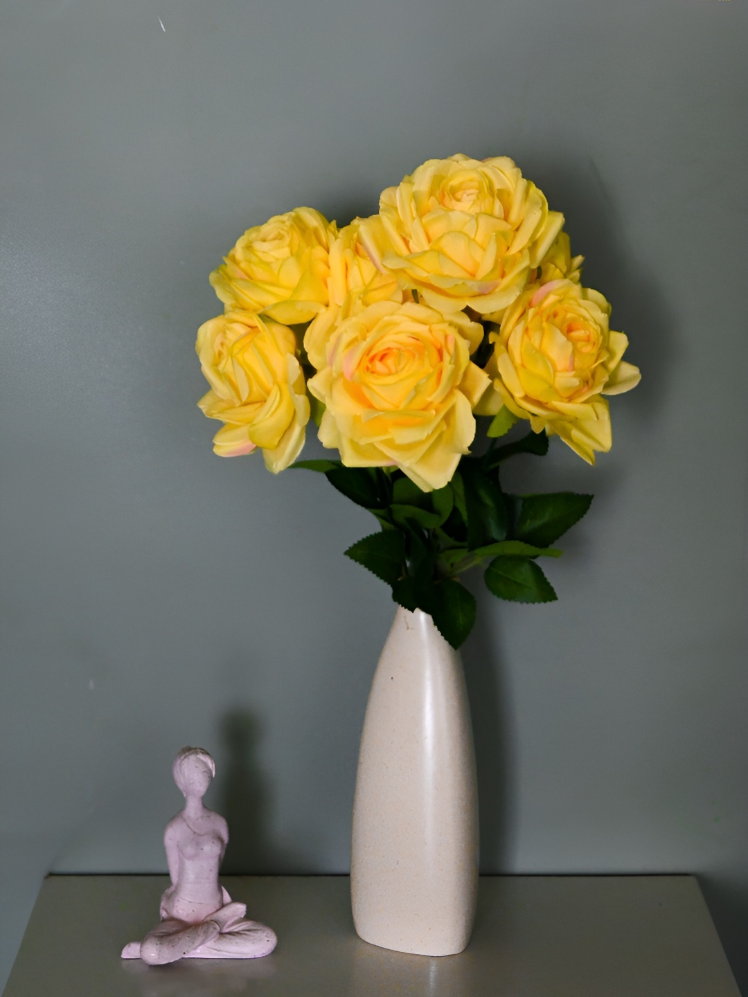

Blooming Floret Yellow & Green Rose Artificial Flower
