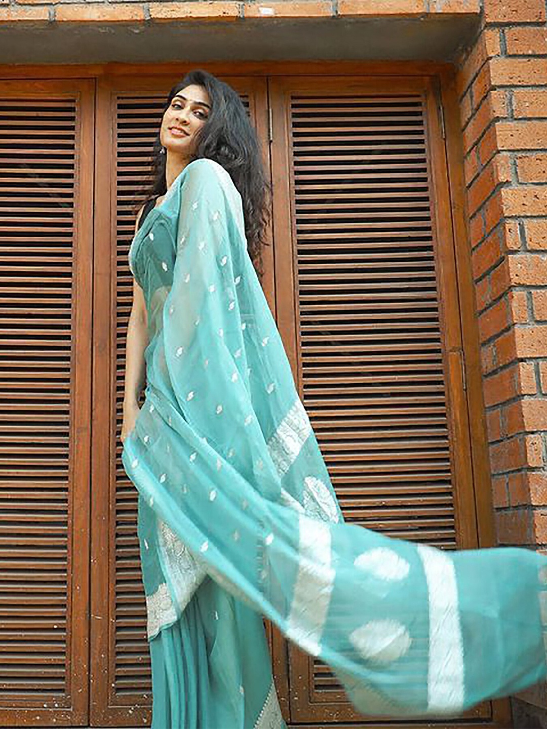 

Aldwych Woven Design Designer Banarasi Saree, Green