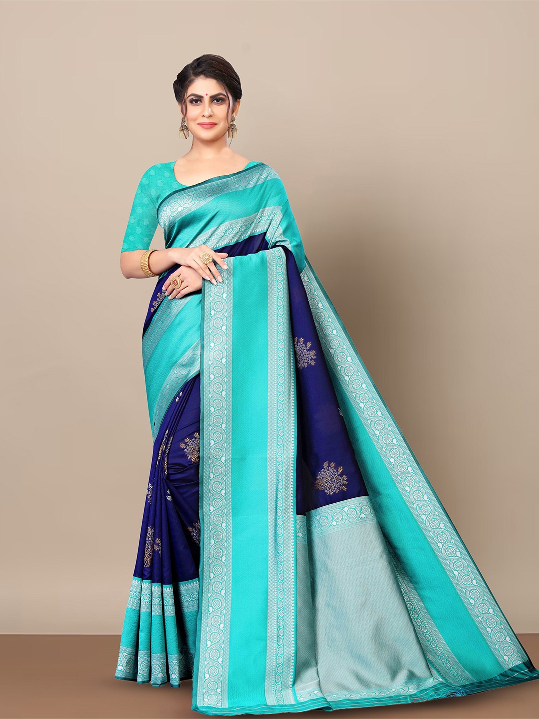 

Aldwych Woven Design Zari Banarasi Saree, Blue