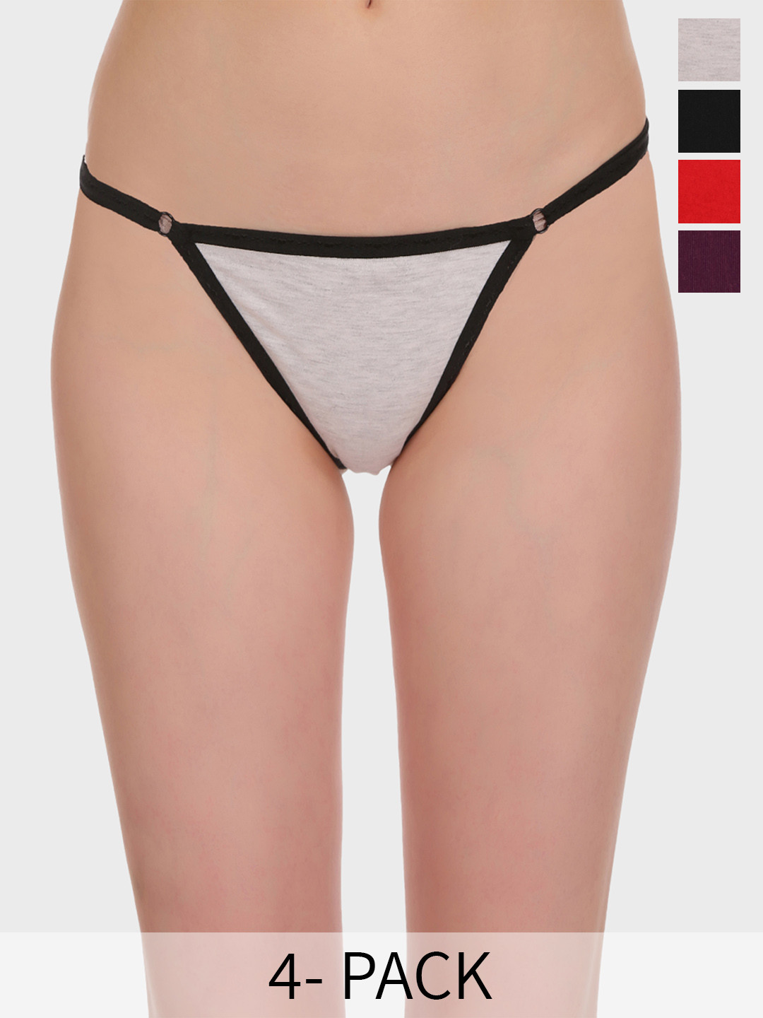 

SELFCARE Pack Of 4 Low Rise Bikini Briefs, Black