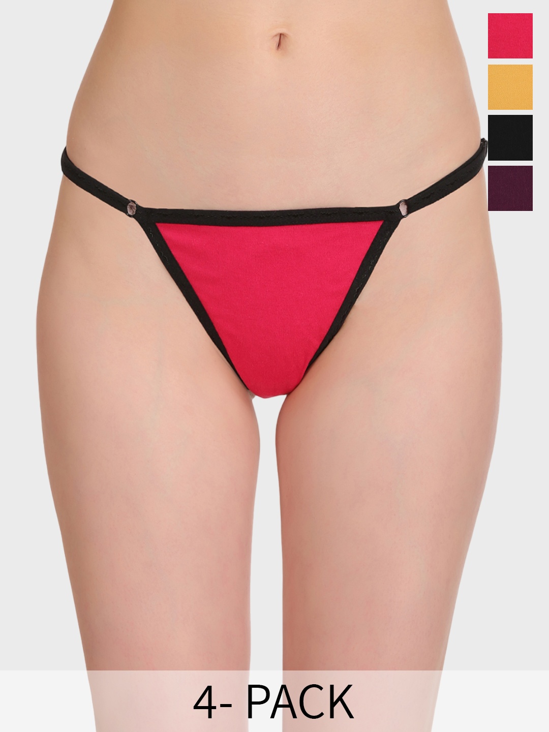 

SELFCARE Pack Of 4 Low-Rise Cotton Bikini Briefs, Red