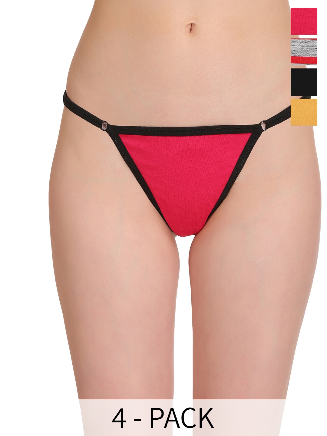

SELFCARE Pack Of 4 Low-Rise Bikini Briefs, Rose