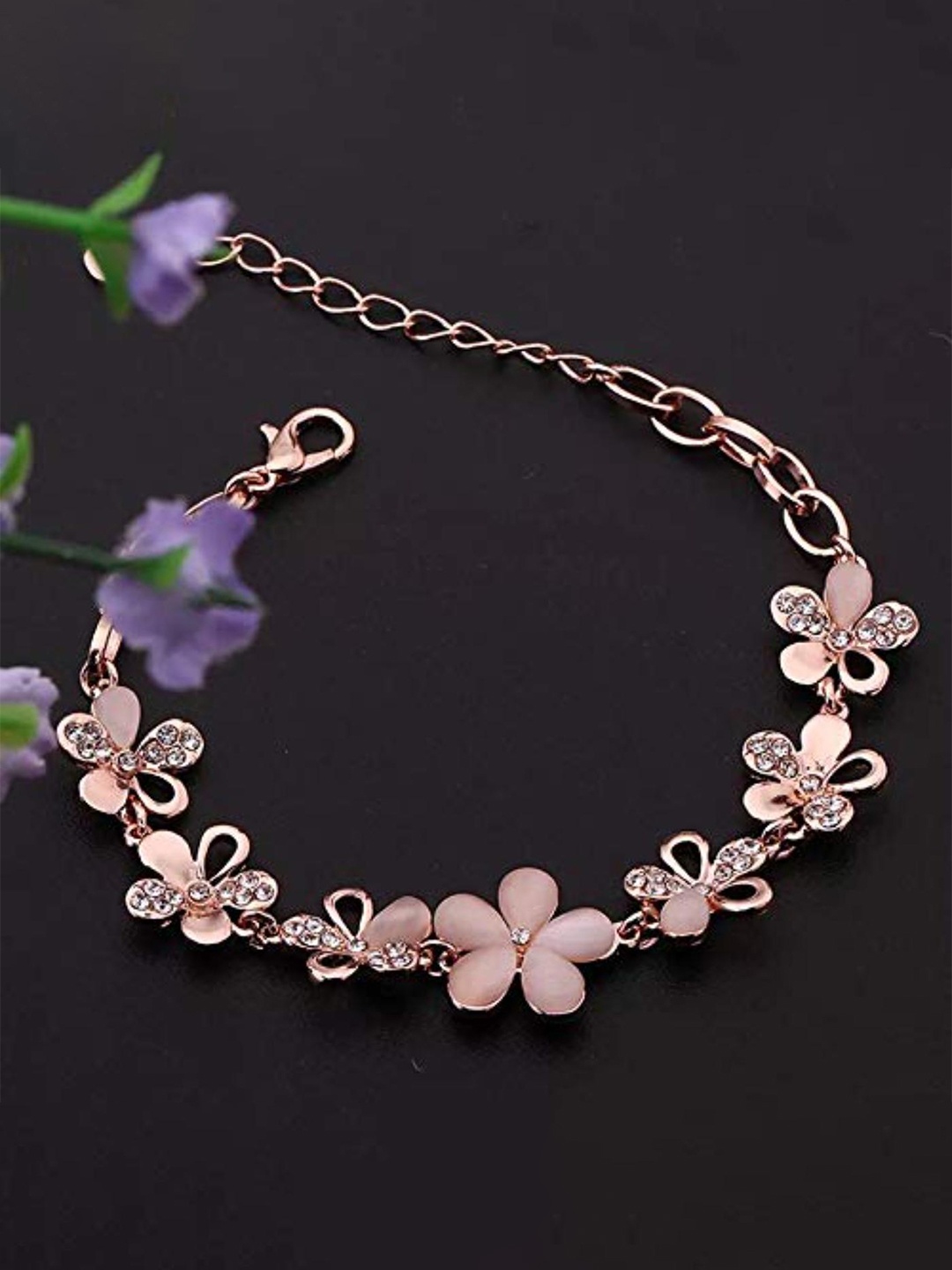 

DN Creation Set of 2 Rose Gold-Plated Crystals Link Bracelet