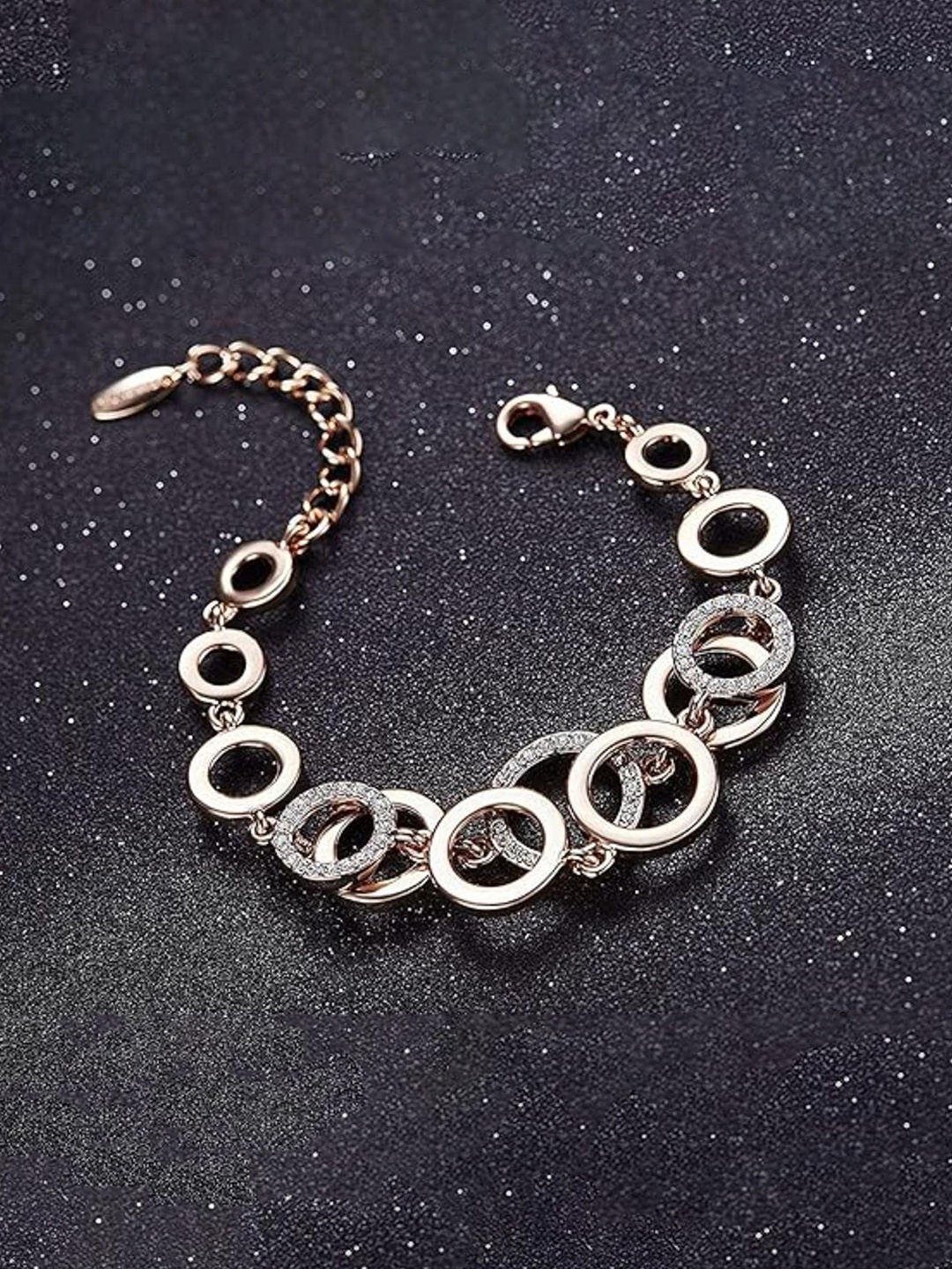

DN Creation Rose Gold-Plated Crystals Link Bracelet