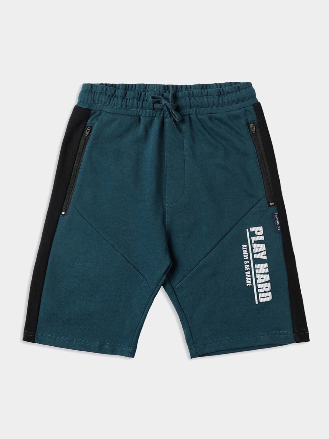 

Lil Tomatoes Boys Typography Printed Shorts, Teal