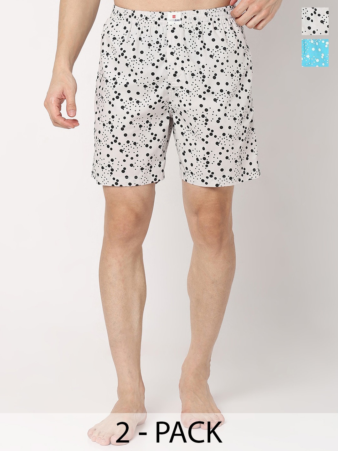 

UnderJeans by Spykar Men Pack Of 2 Printed Cotton Boxers, White
