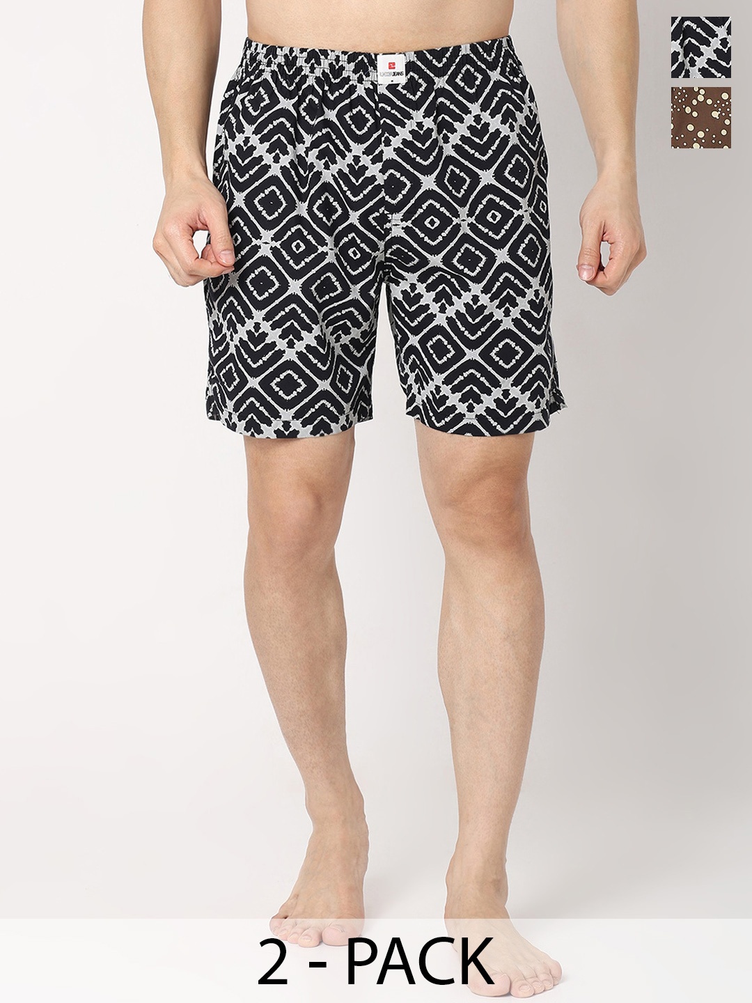 

UnderJeans by Spykar Men Pack Of 2 Printed Cotton Boxers, White