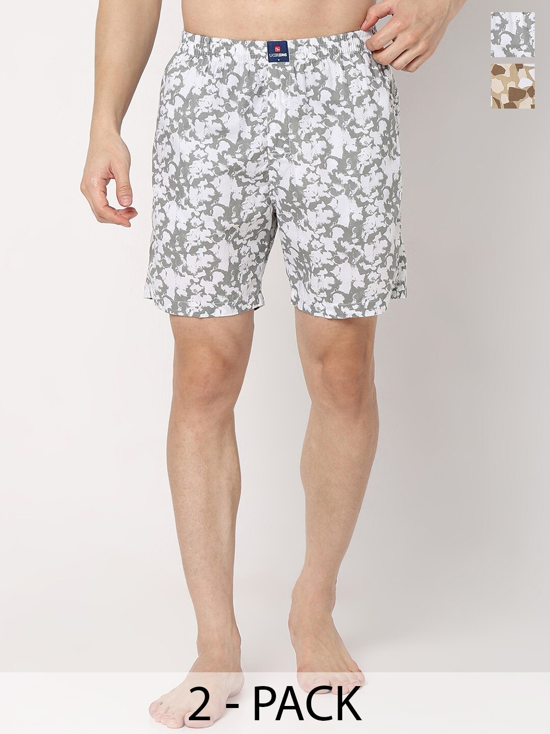 

UnderJeans by Spykar Men Pack Of 2 Printed Cotton Boxers, White