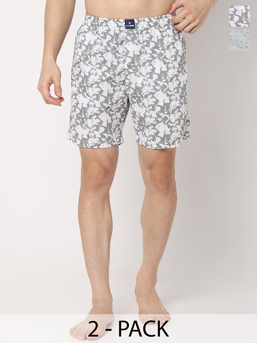 

UnderJeans by Spykar Men Pack Of 2 Printed Cotton Boxers, White