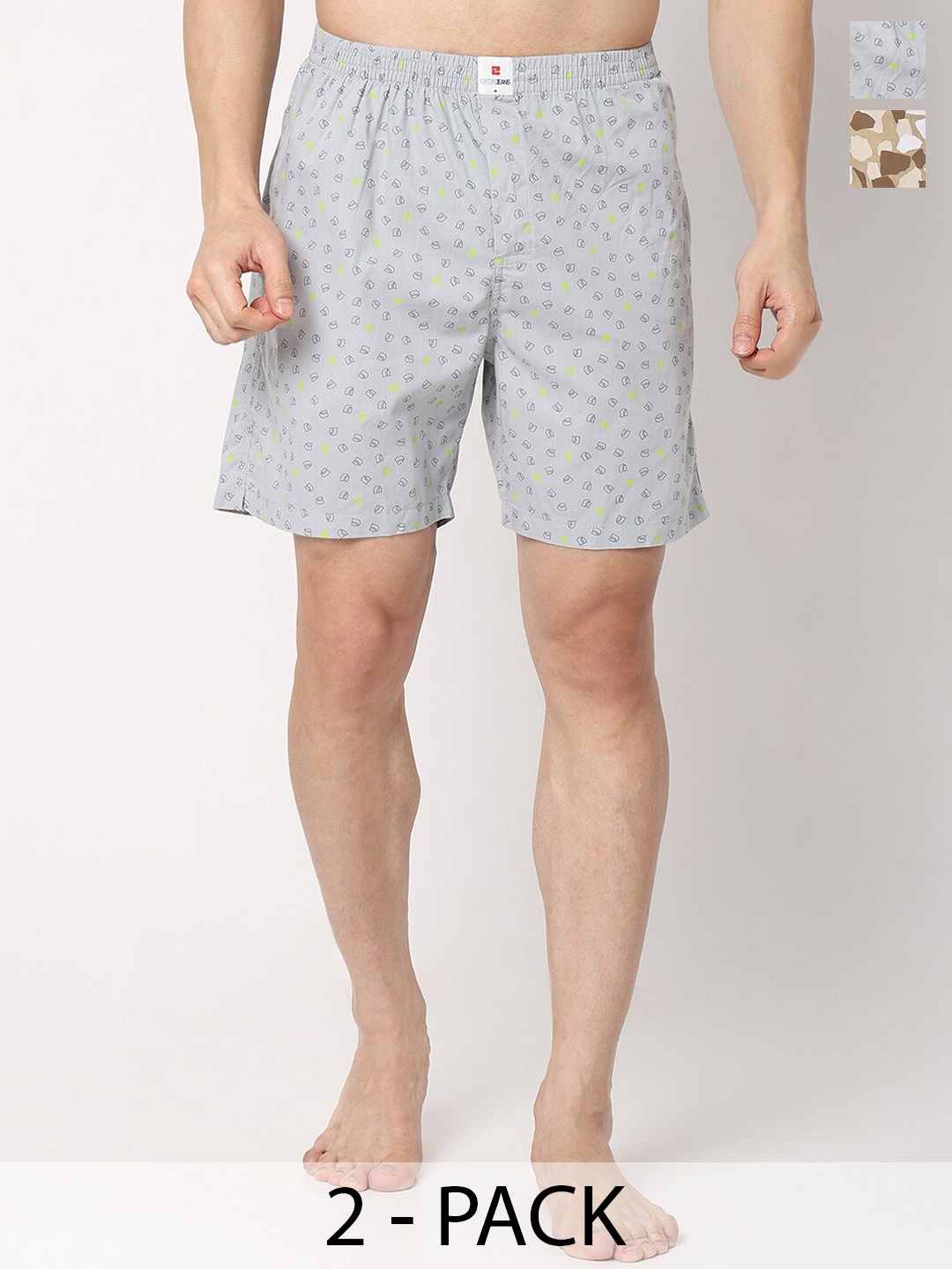 

UnderJeans by Spykar Men Pack Of 2 Printed Cotton Boxers, Blue
