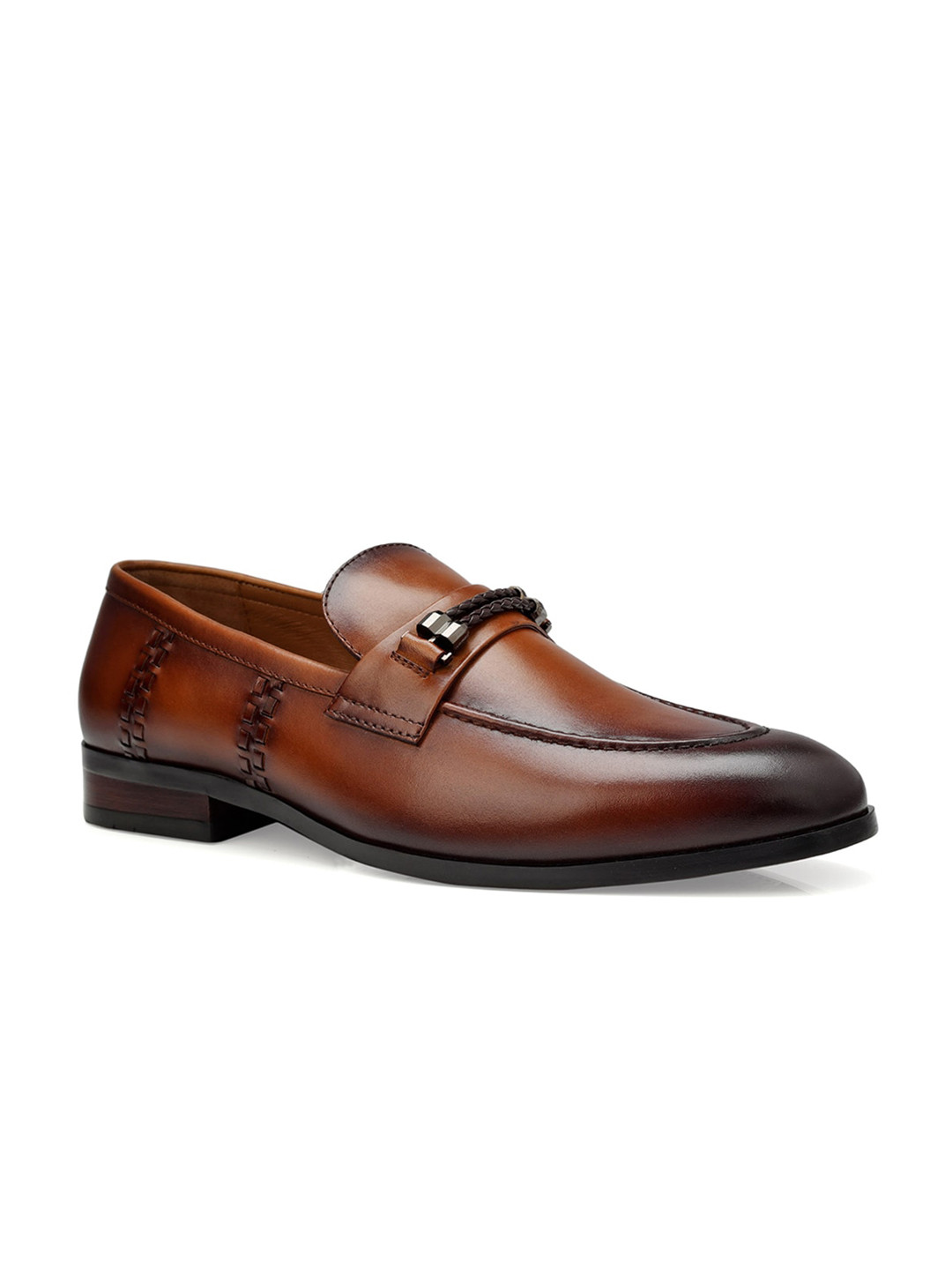 

ROSSO BRUNELLO Men Leather Formal Loafers, Tan