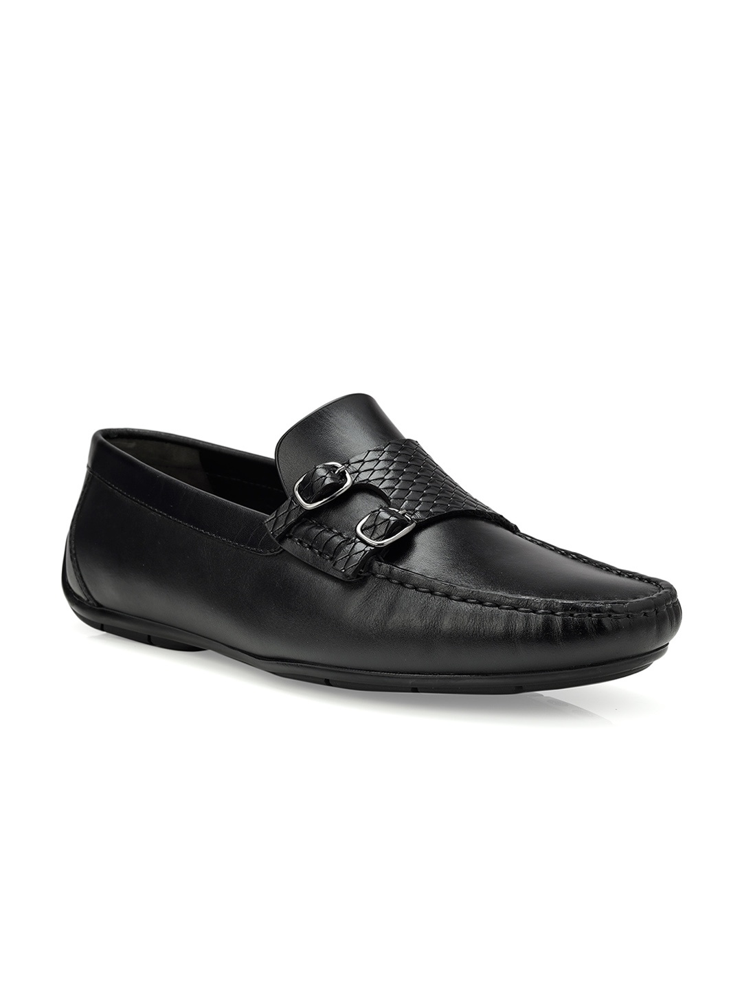 

ROSSO BRUNELLO Men Leather Formal Monk, Black