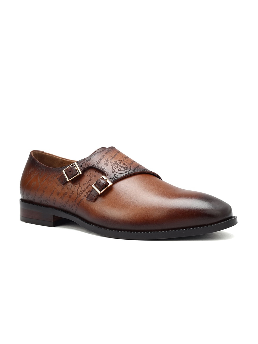 

ROSSO BRUNELLO Men Leather Formal Monks, Tan