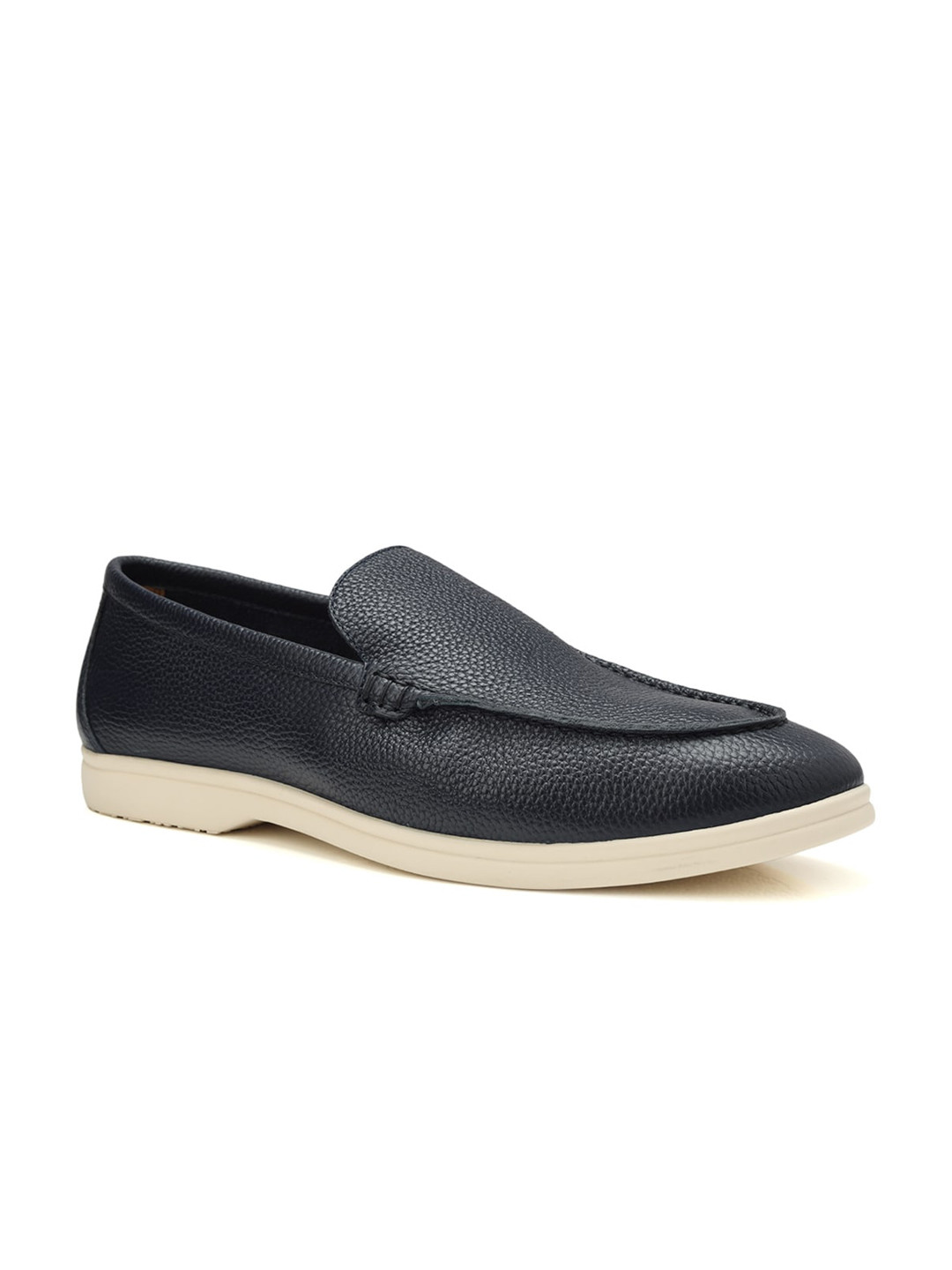 

ROSSO BRUNELLO Men Textured Leather Formal Loafers, Navy blue