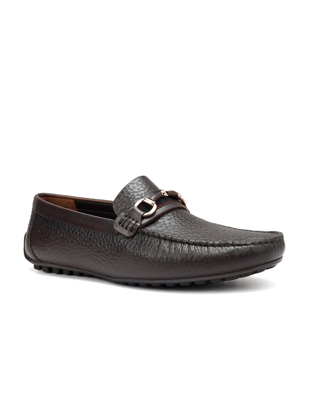 

ROSSO BRUNELLO Men Textured Leather Formal Loafers, Black