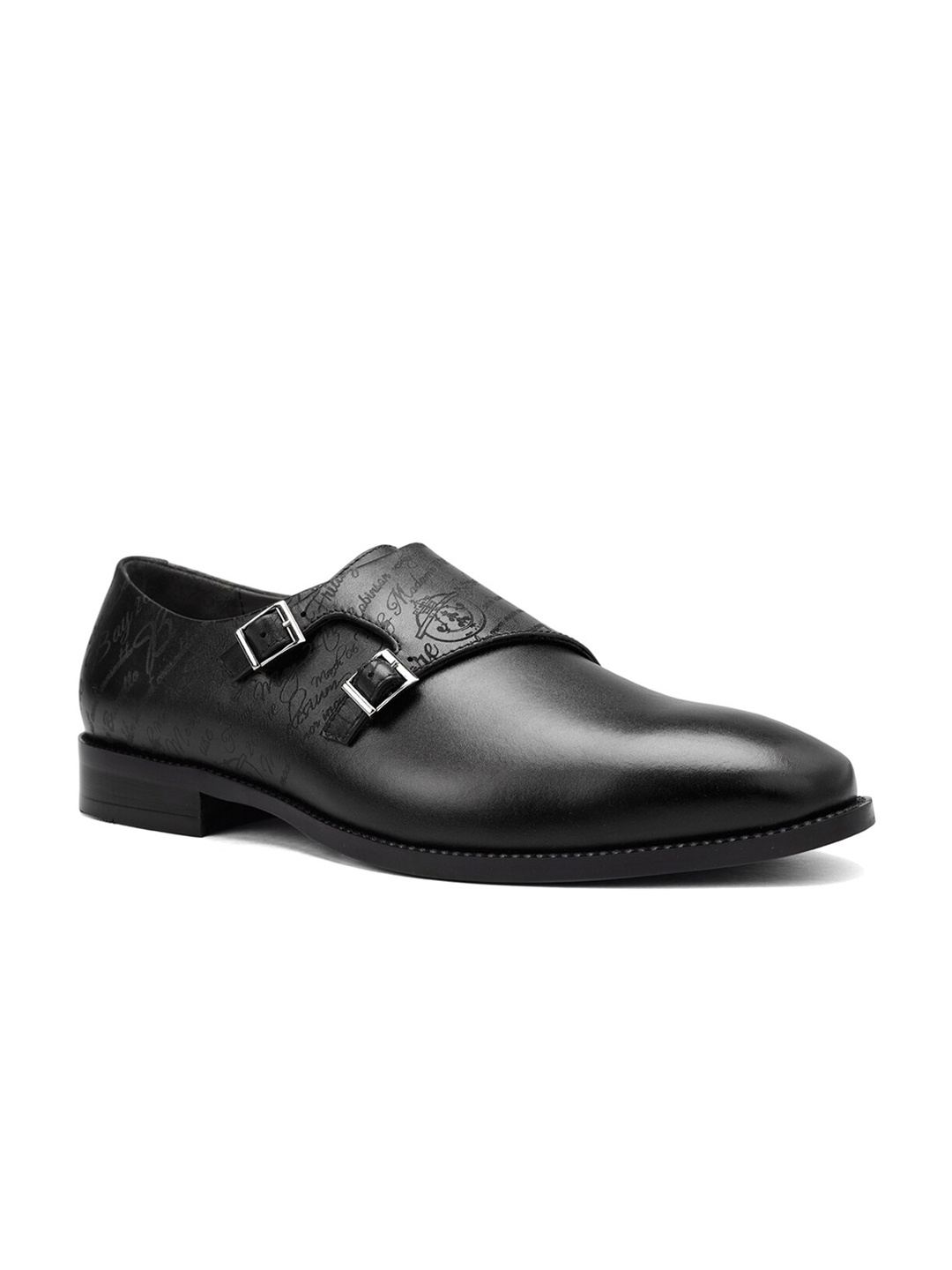 

ROSSO BRUNELLO Men Leather Formal Monks, Black