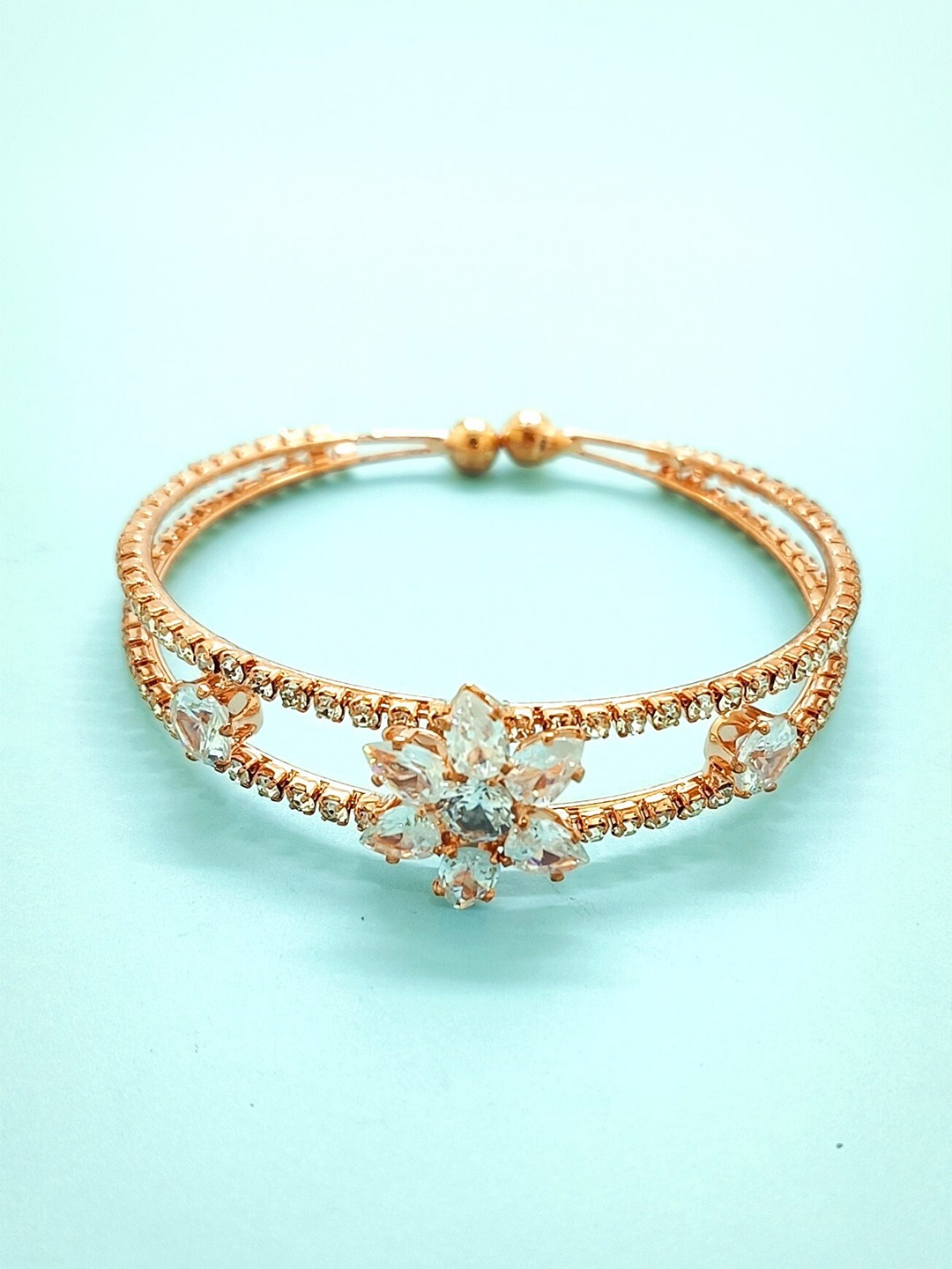 

FEMMIBELLA Rose Gold-Plated Cubic Zirconia Bangle-Style Bracelet
