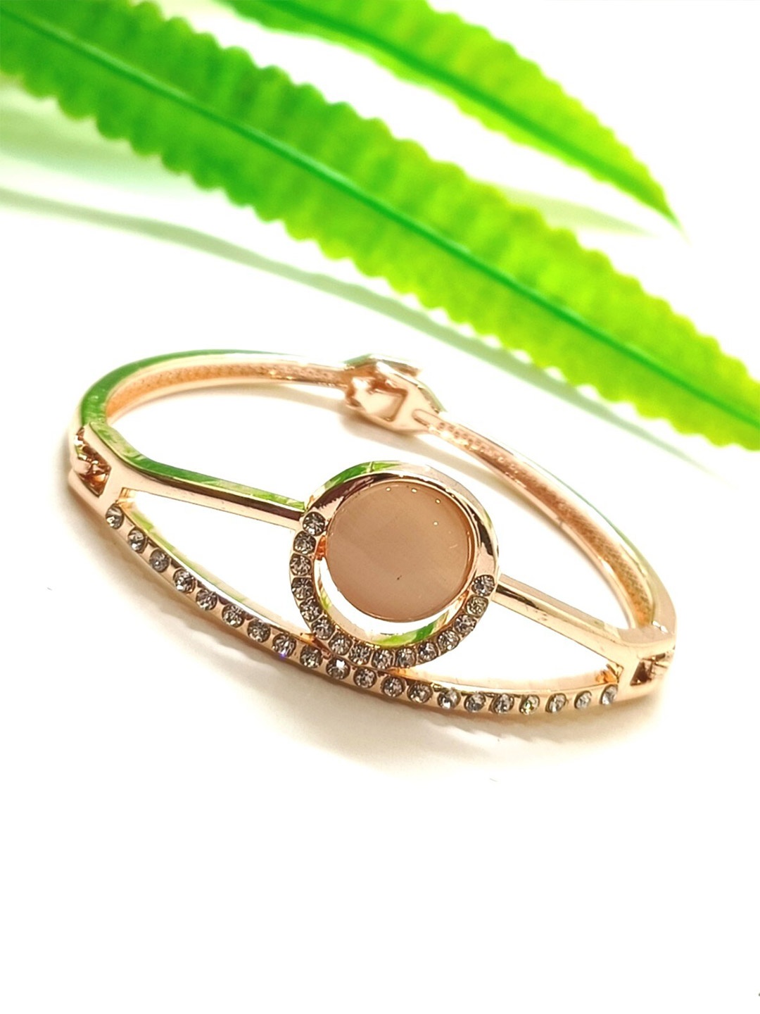 

FEMMIBELLA Women Gold-Plated American Diamond Studded Bangle-Style Bracelet