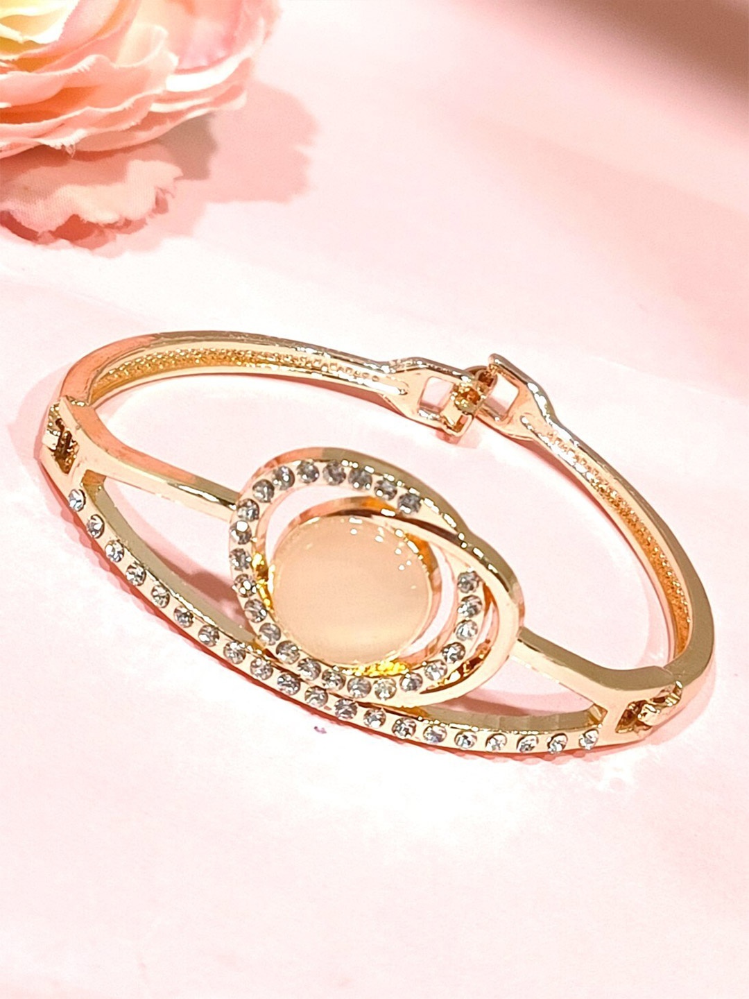

FEMMIBELLA Women Rose Gold-Plated American Diamond Studded Wraparound Bracelet
