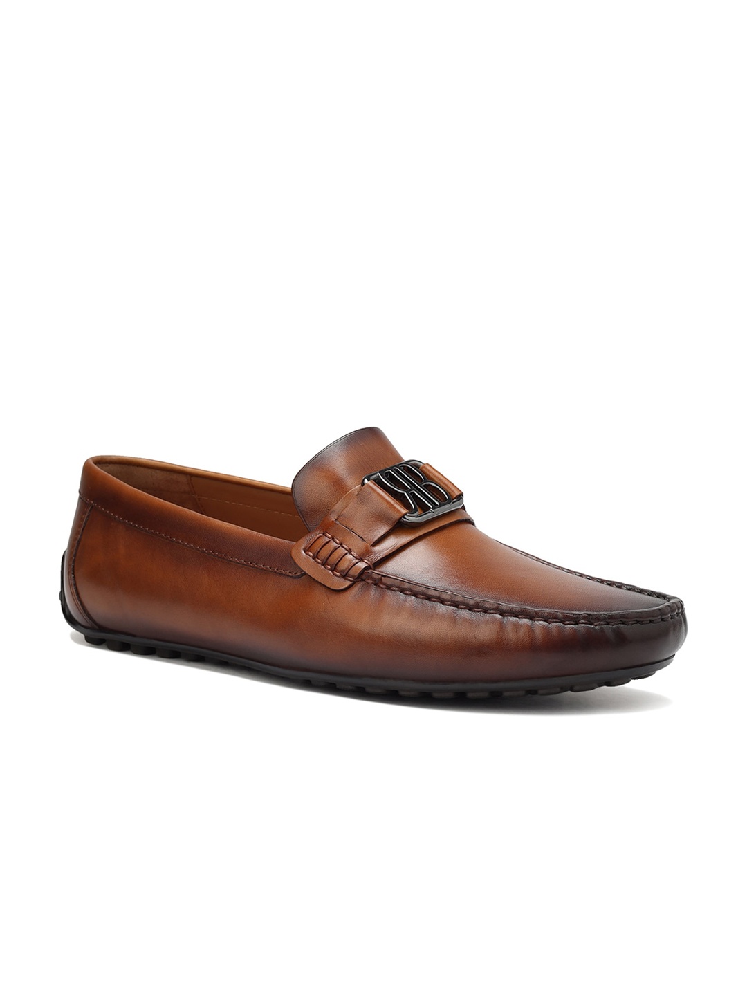 

ROSSO BRUNELLO Men Textured Formal Loafers, Tan