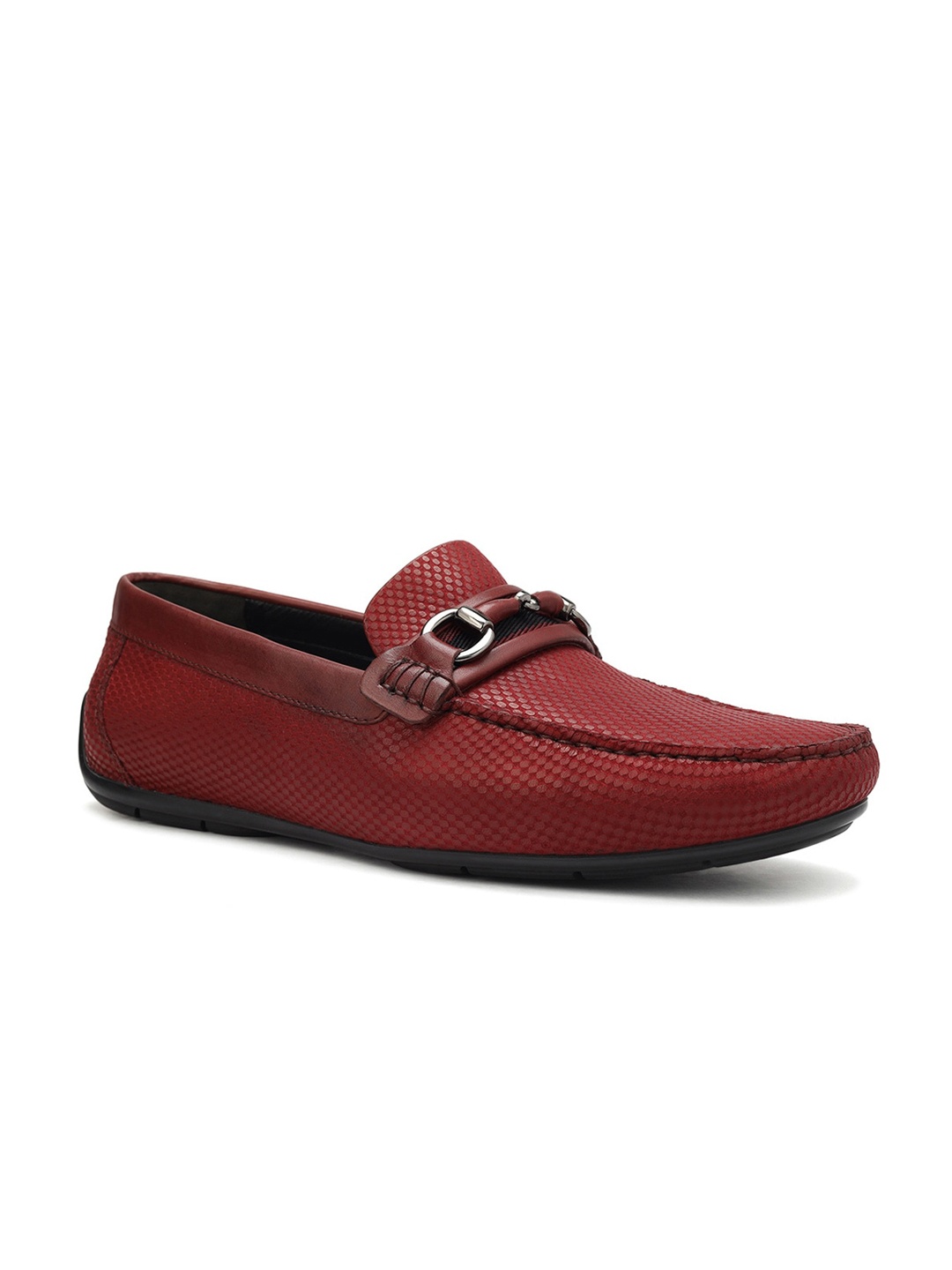 

ROSSO BRUNELLO Men Textured Leather Formal Loafers, Burgundy