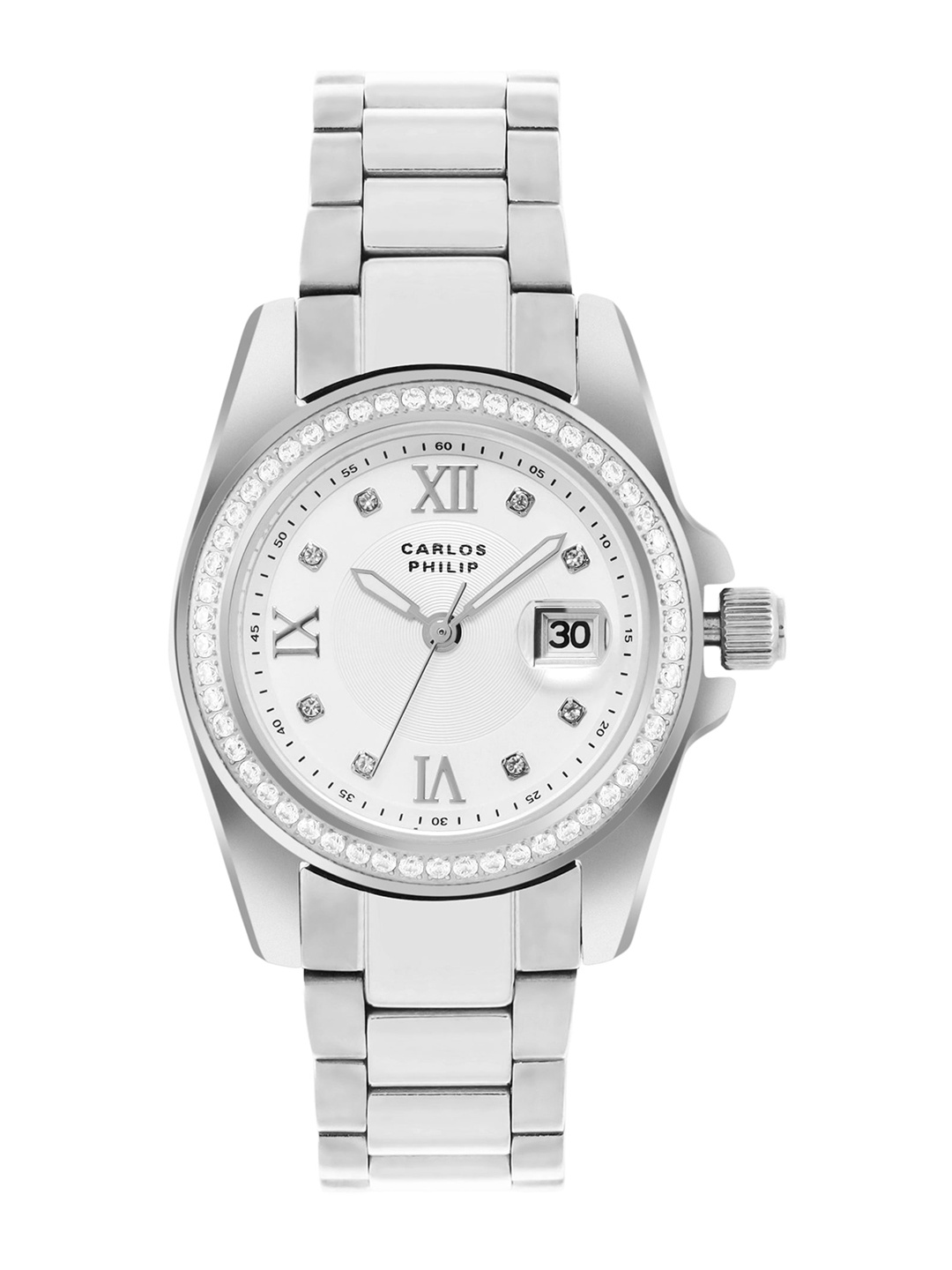 

CARLOS PHILIP Women Bracelet Style Straps Analogue Watch CrystalSeries 5085-1, Silver