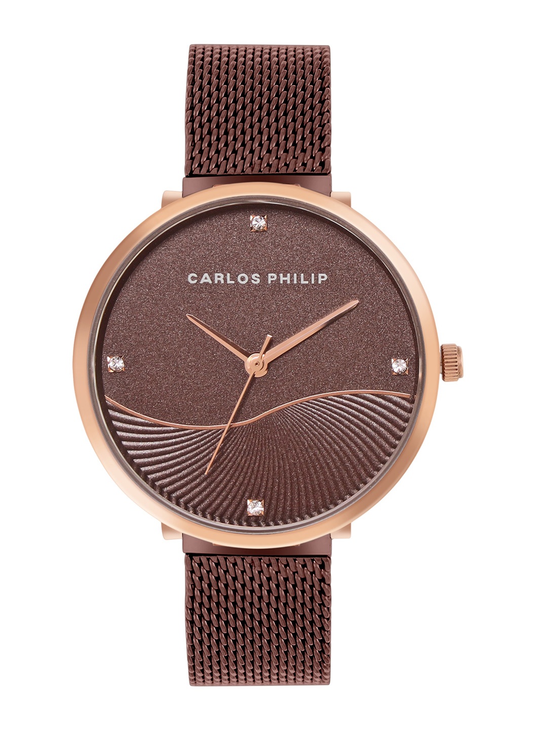 

CARLOS PHILIP Women Round Dial Steel Bracelet Style Straps Analogue Watch E SS B01707-7, Brown