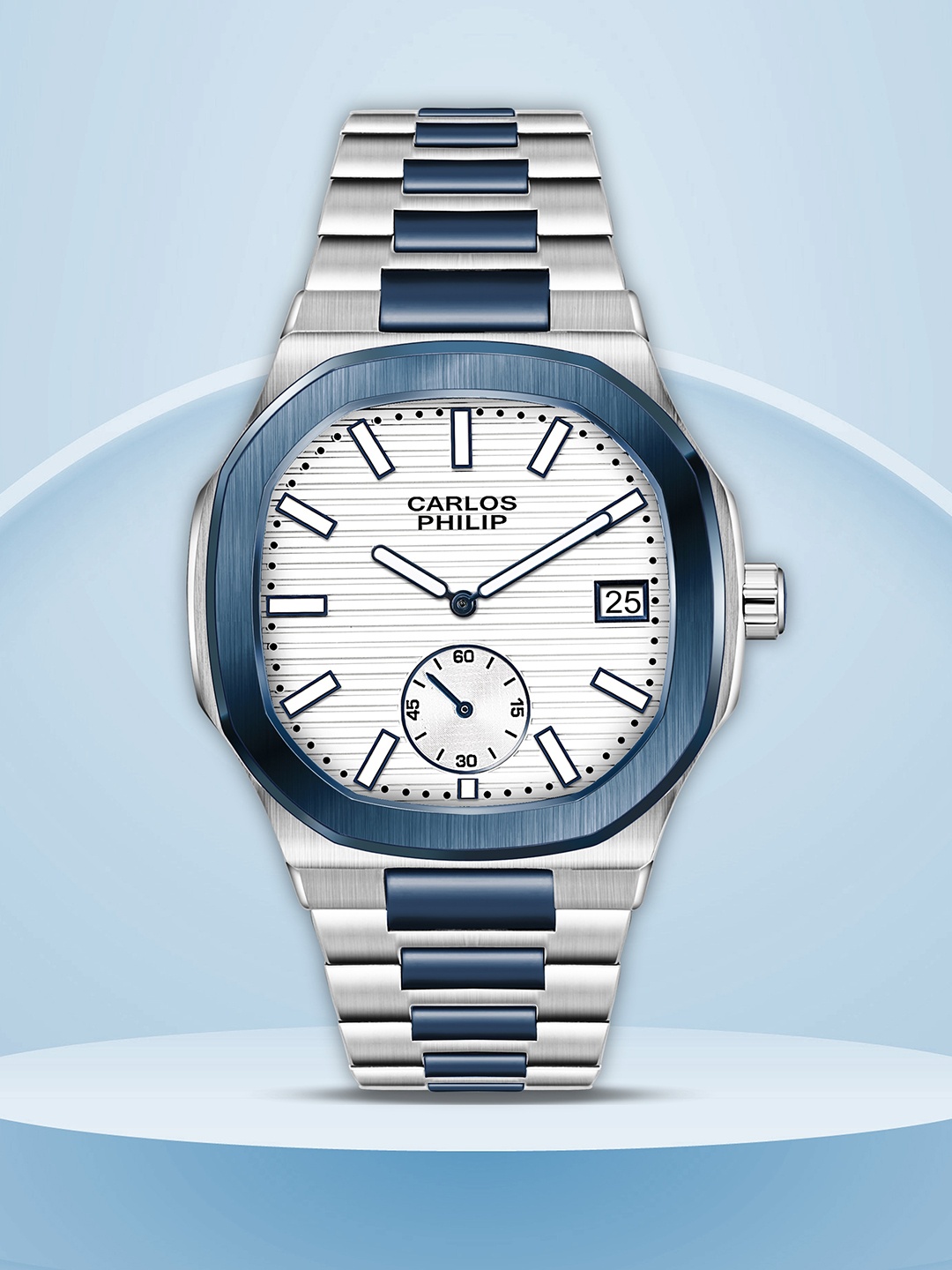 

CARLOS PHILIP Men Stainless Steel Bracelet Style Straps Analogue Watch Precision Series, Silver
