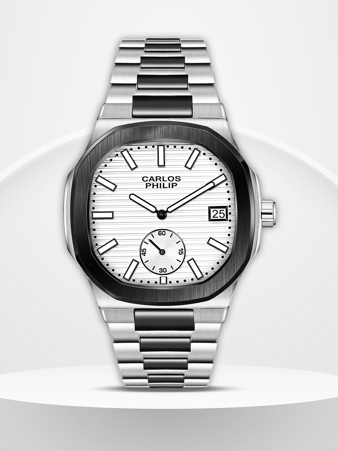 

CARLOS PHILIP Men Brass Dial Bracelet Analogue Watch Precision Series S03706A-4, Silver
