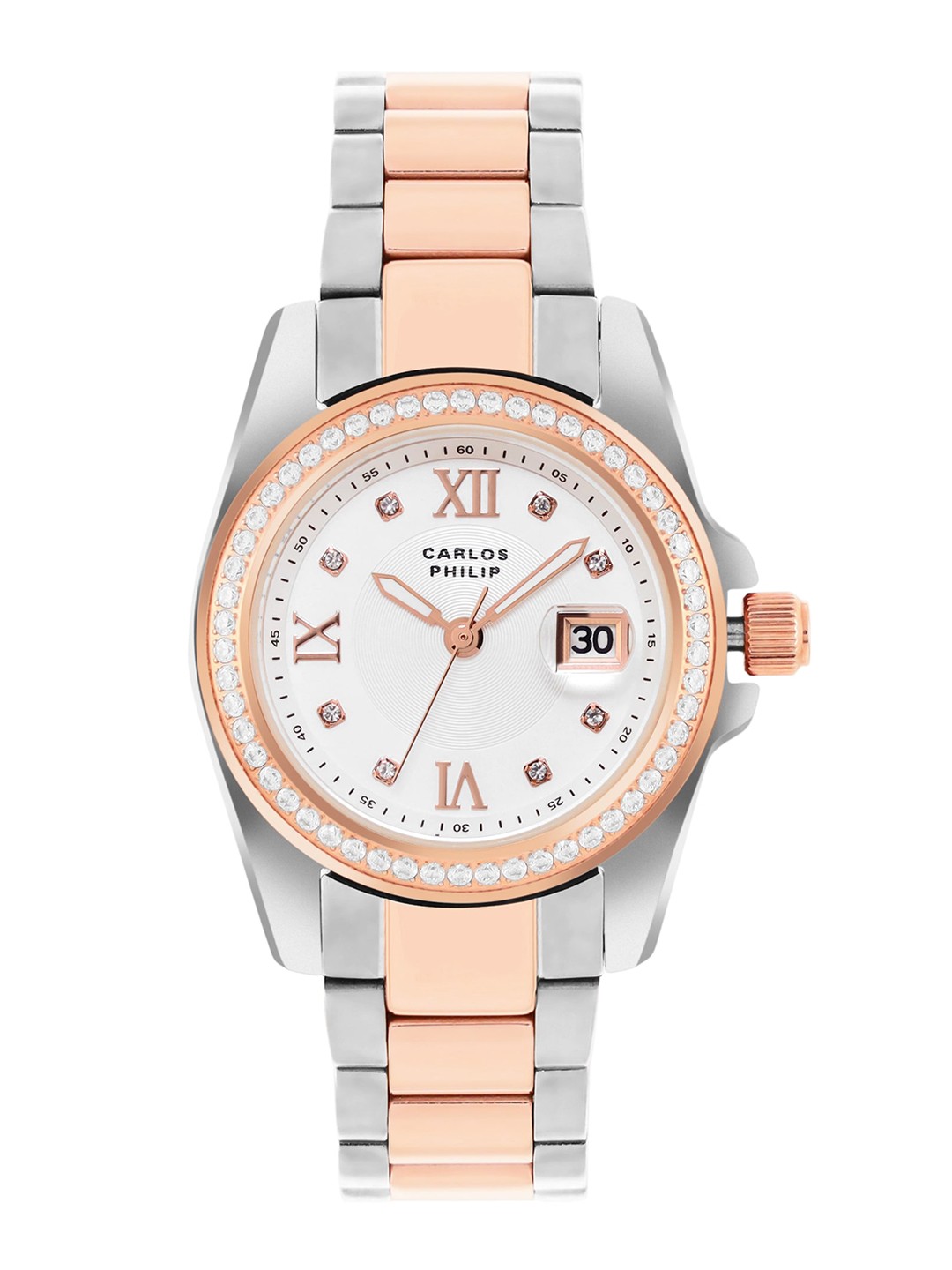 

CARLOS PHILIP Women Bracelet Style Straps Analogue Watch CrystalSeries 5085-5, White