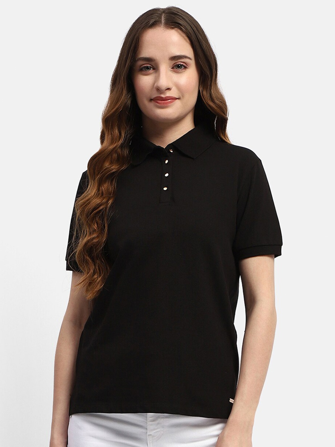 

Madame Cotton Polo Collar Tshirts, Black