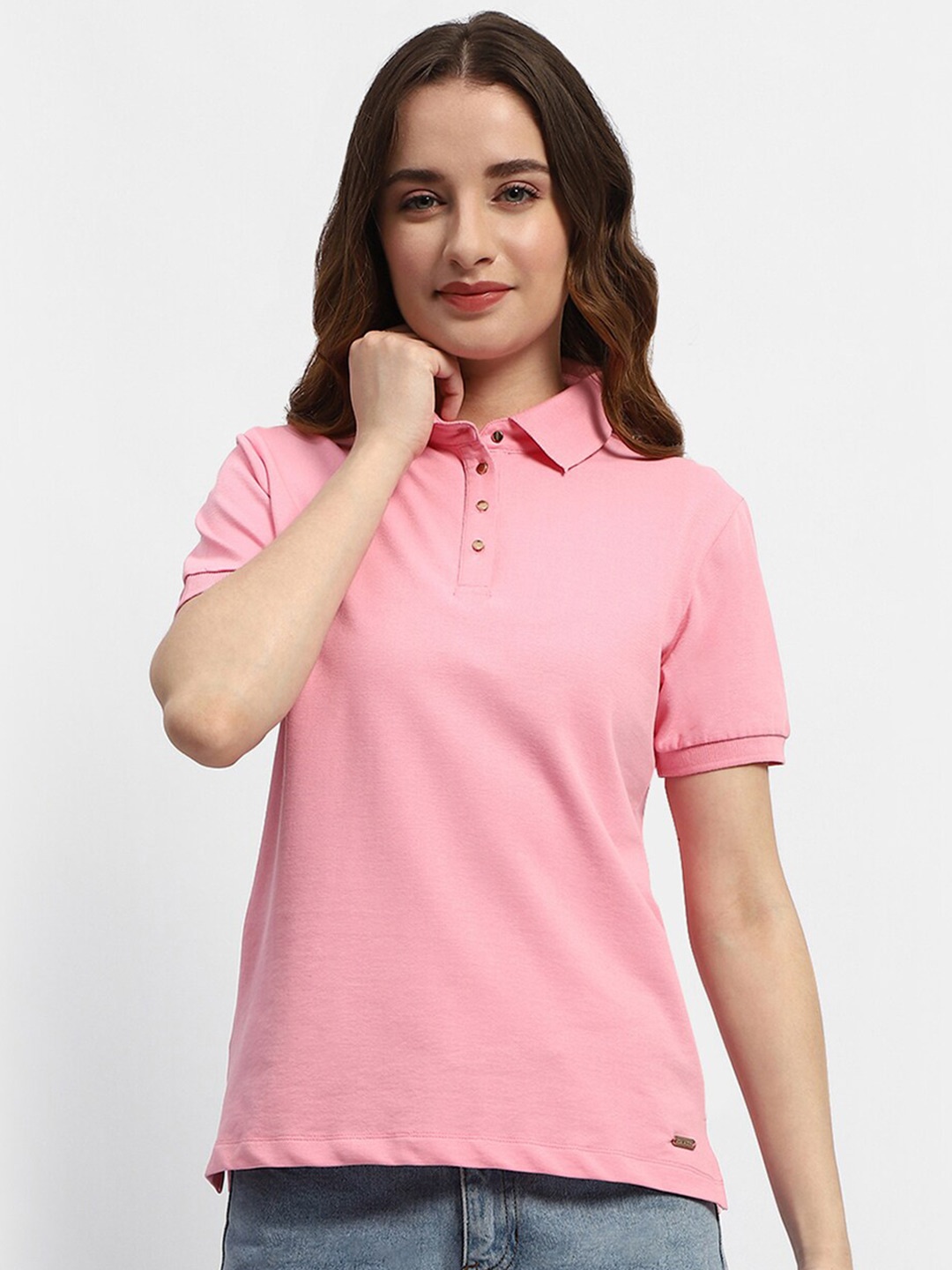 

Madame Cotton Polo Collar Tshirts, Pink