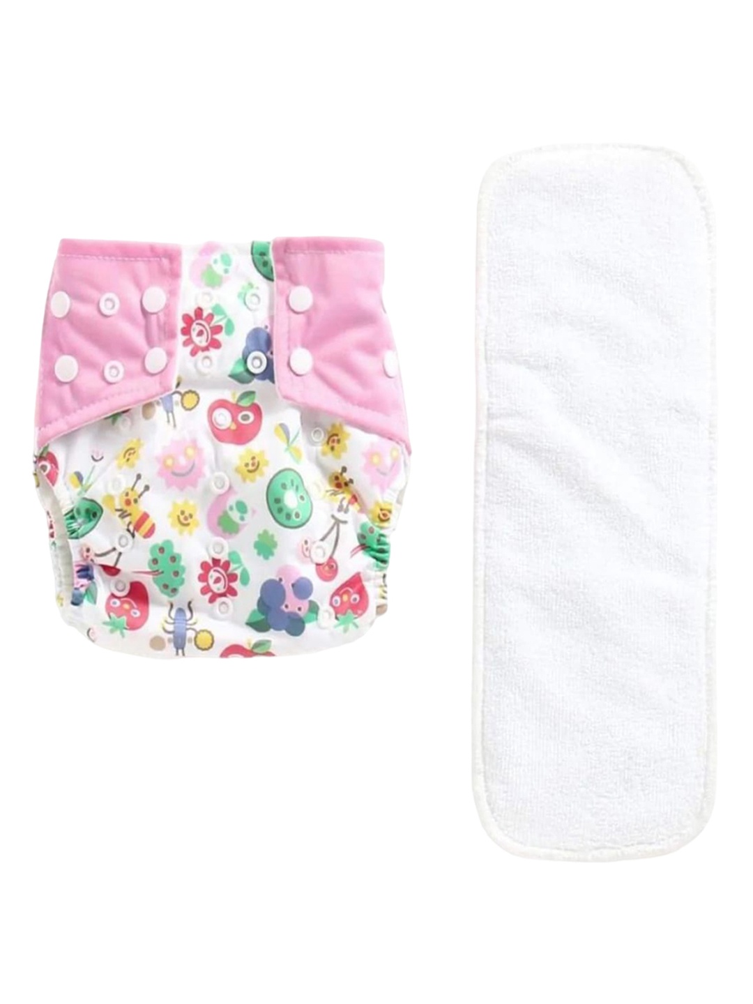 

Polka Tots Printed Waterproof Adjustable Cloth Diaper, White