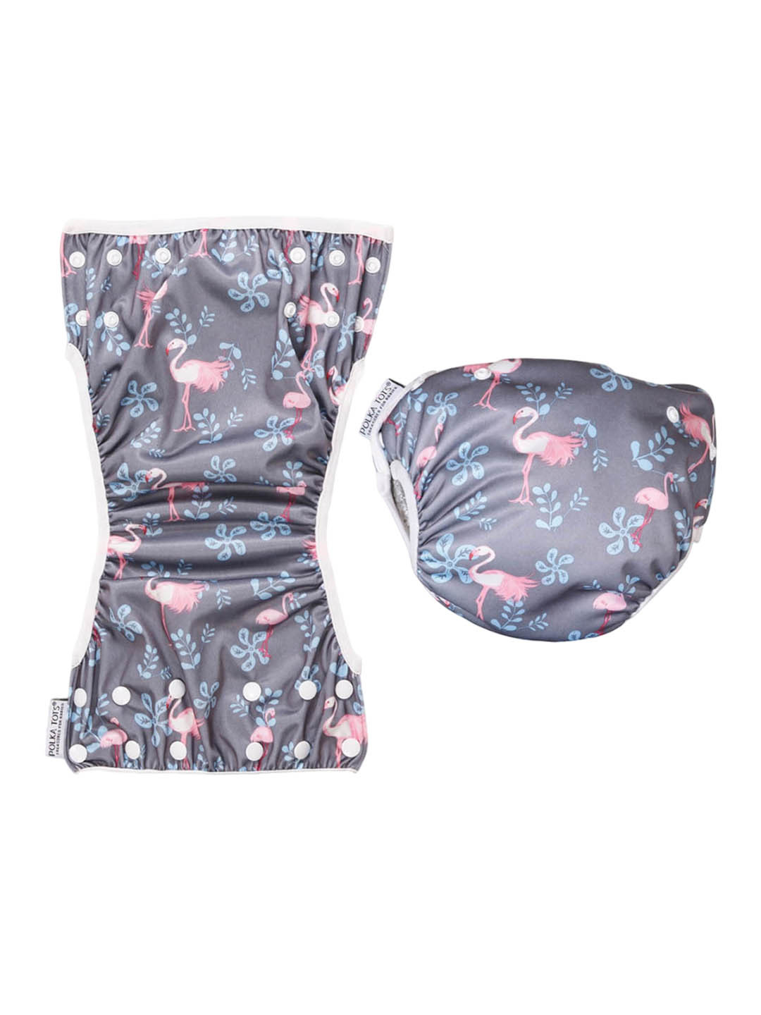 

Polka Tots Printed Reusable Swim Diapers, Grey