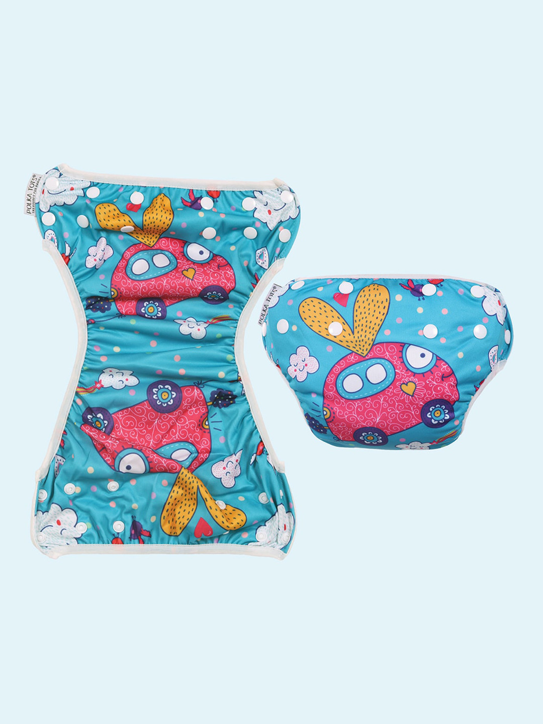 

Polka Tots Reusable & Washable Car Print Baby Swim Diaper, Multi