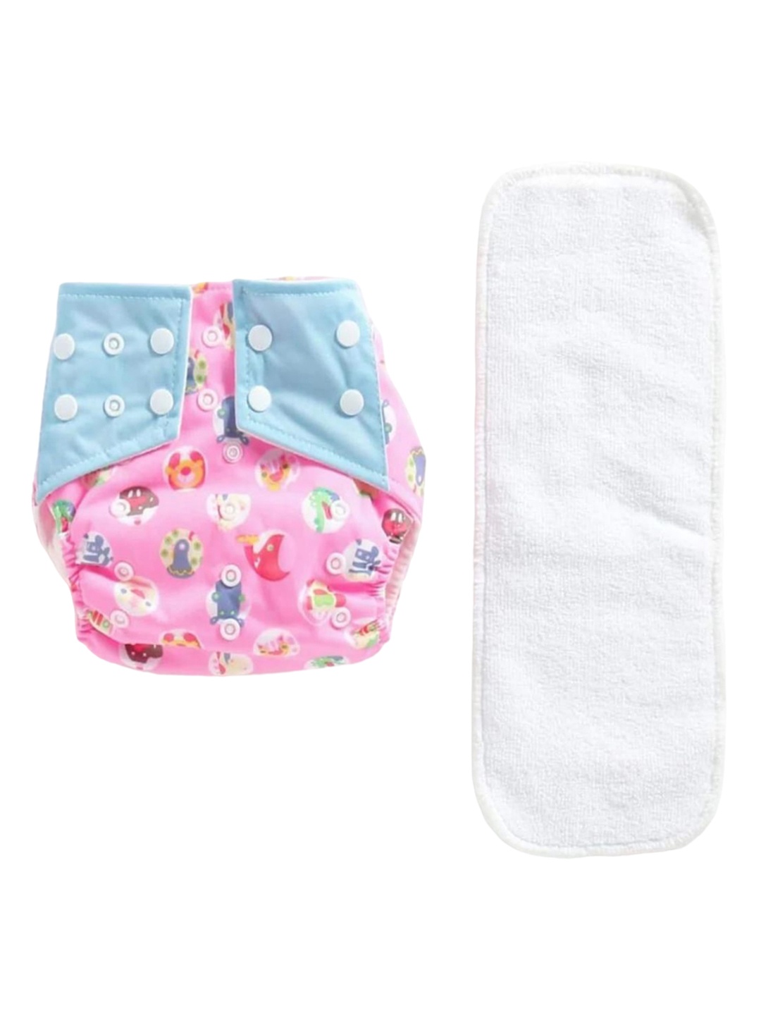

Polka Tots Printed Waterproof Adjustable Cloth Diaper, Pink