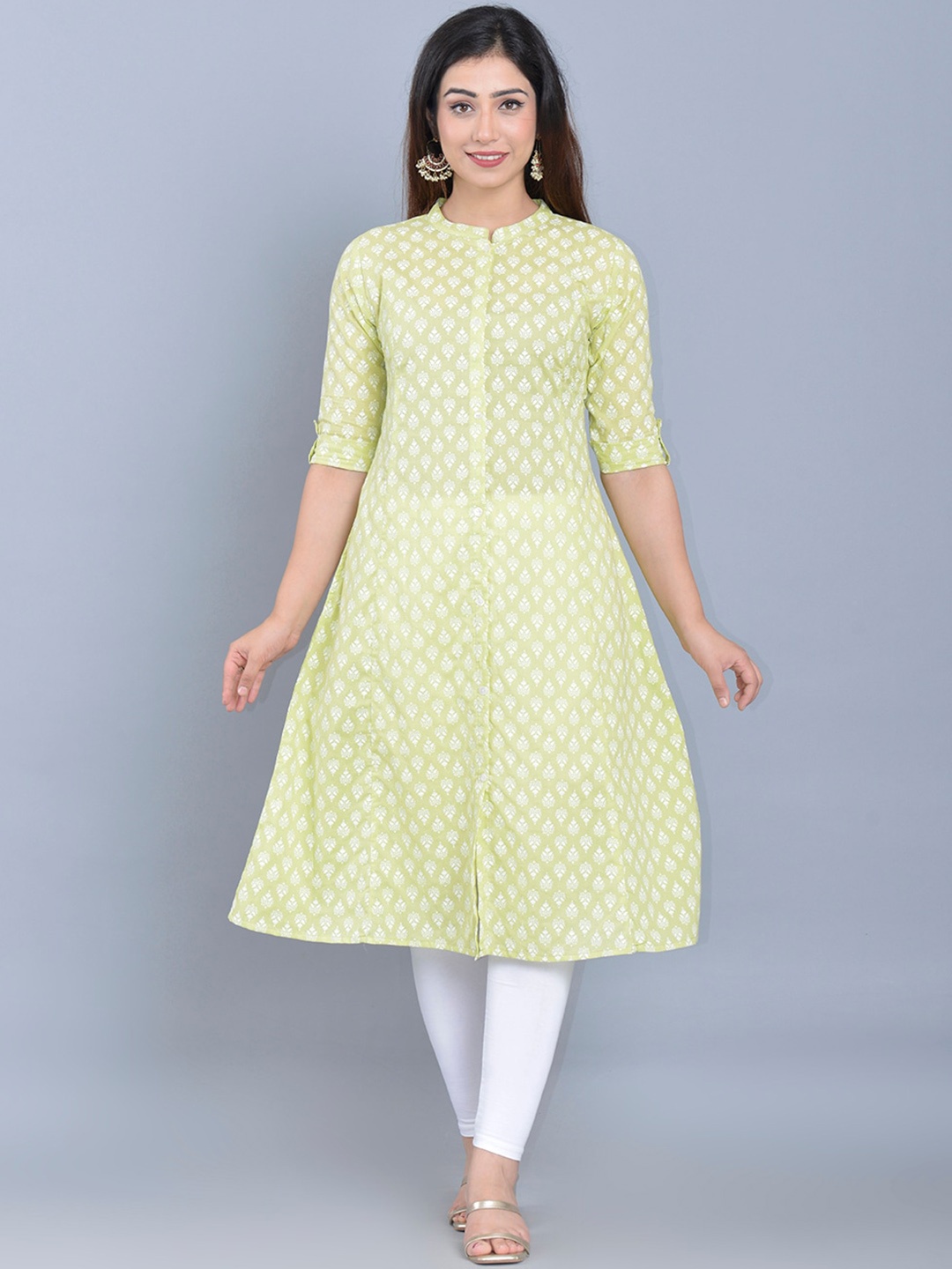 

Bachuu Floral Printed A-Line Kurta, Yellow