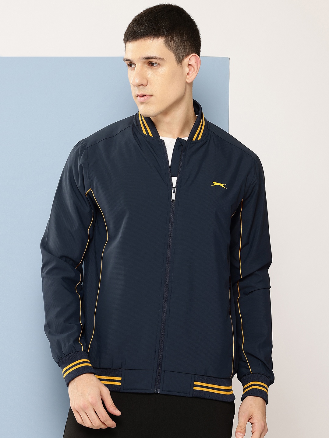 

Slazenger Contrast Tipped Bomber Jacket, Navy blue