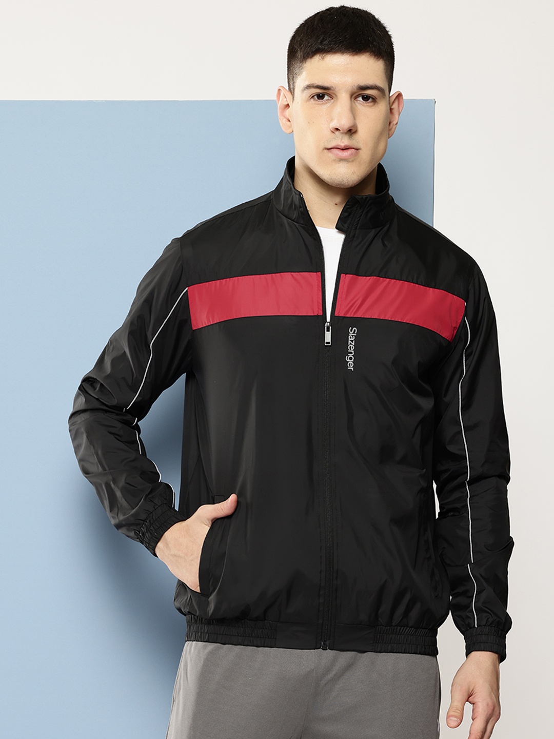 

Slazenger Striped Ultra-Dry Athleisure Jacket, Black