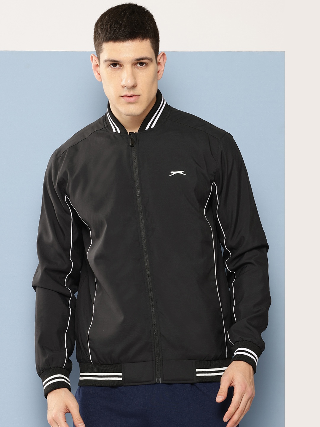 

Slazenger Contrast Tipped Bomber Jacket, Black