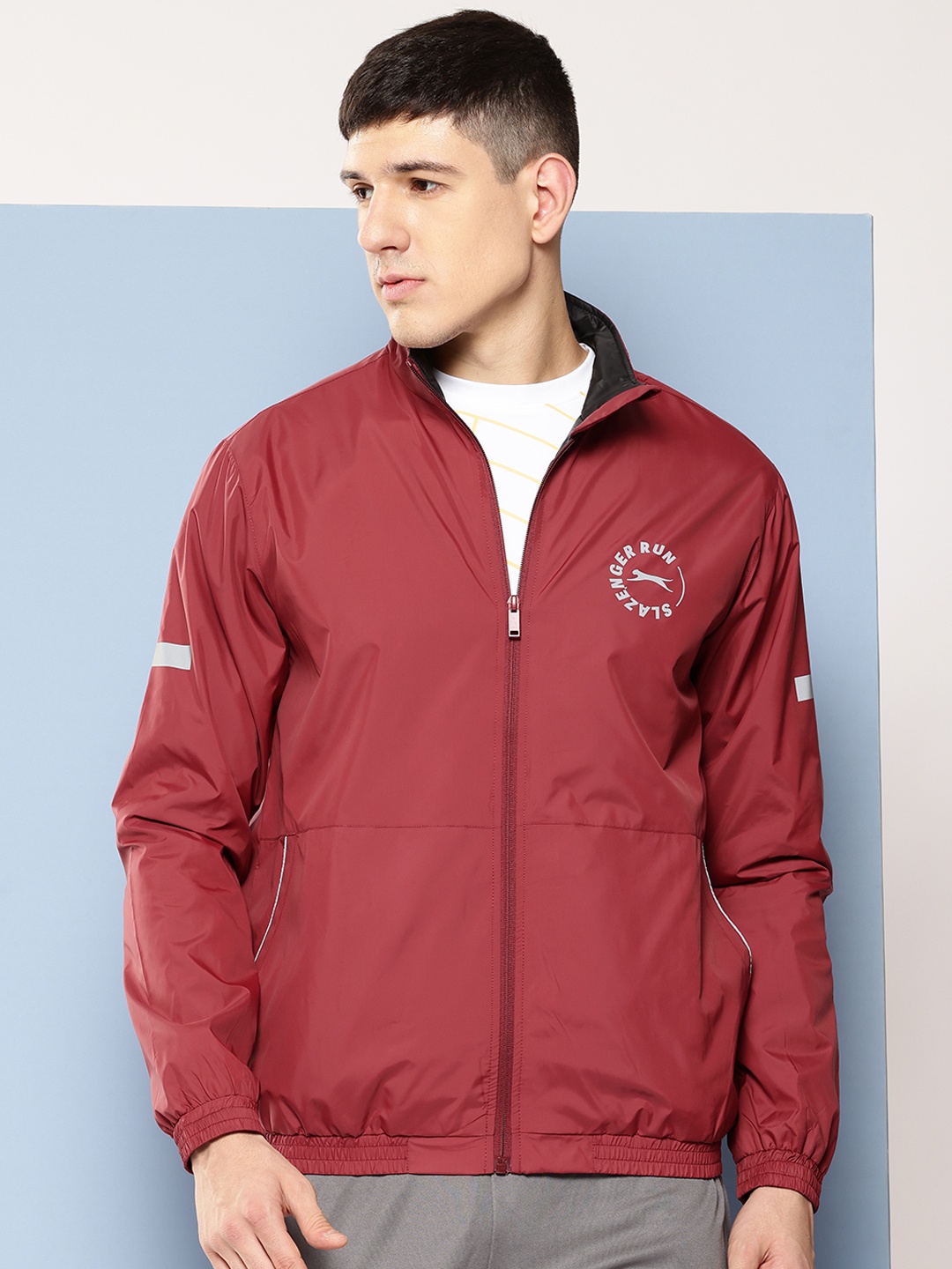 

Slazenger Reflective Strip Running Sporty Jacket, Maroon