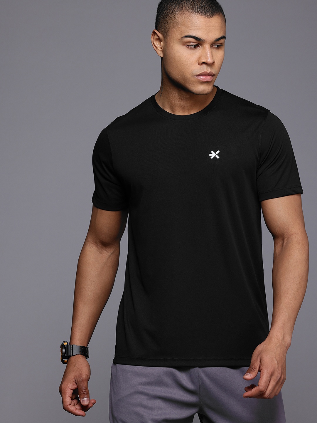 

HRX by Hrithik Roshan Typography Print Training T-shirt, Black