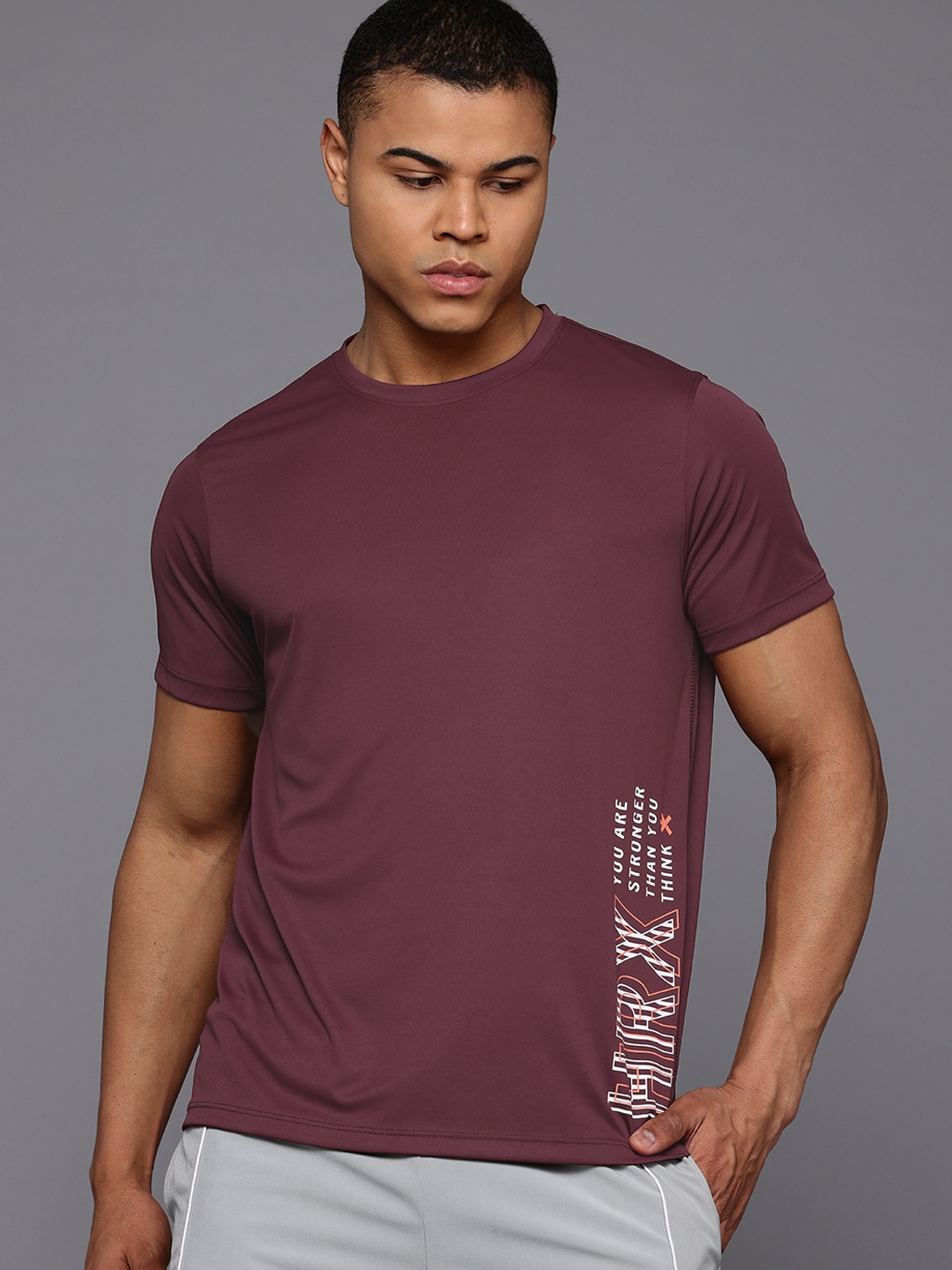 

HRX by Hrithik Roshan Rapid-Dry Training T-shirt, Burgundy