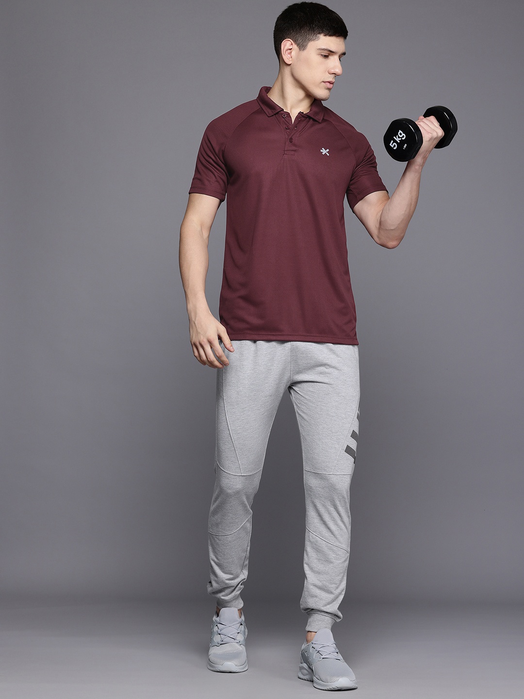 

HRX by Hrithik Roshan Polo Collar Rapid-dry Training Relaxed T-shirt, Burgundy