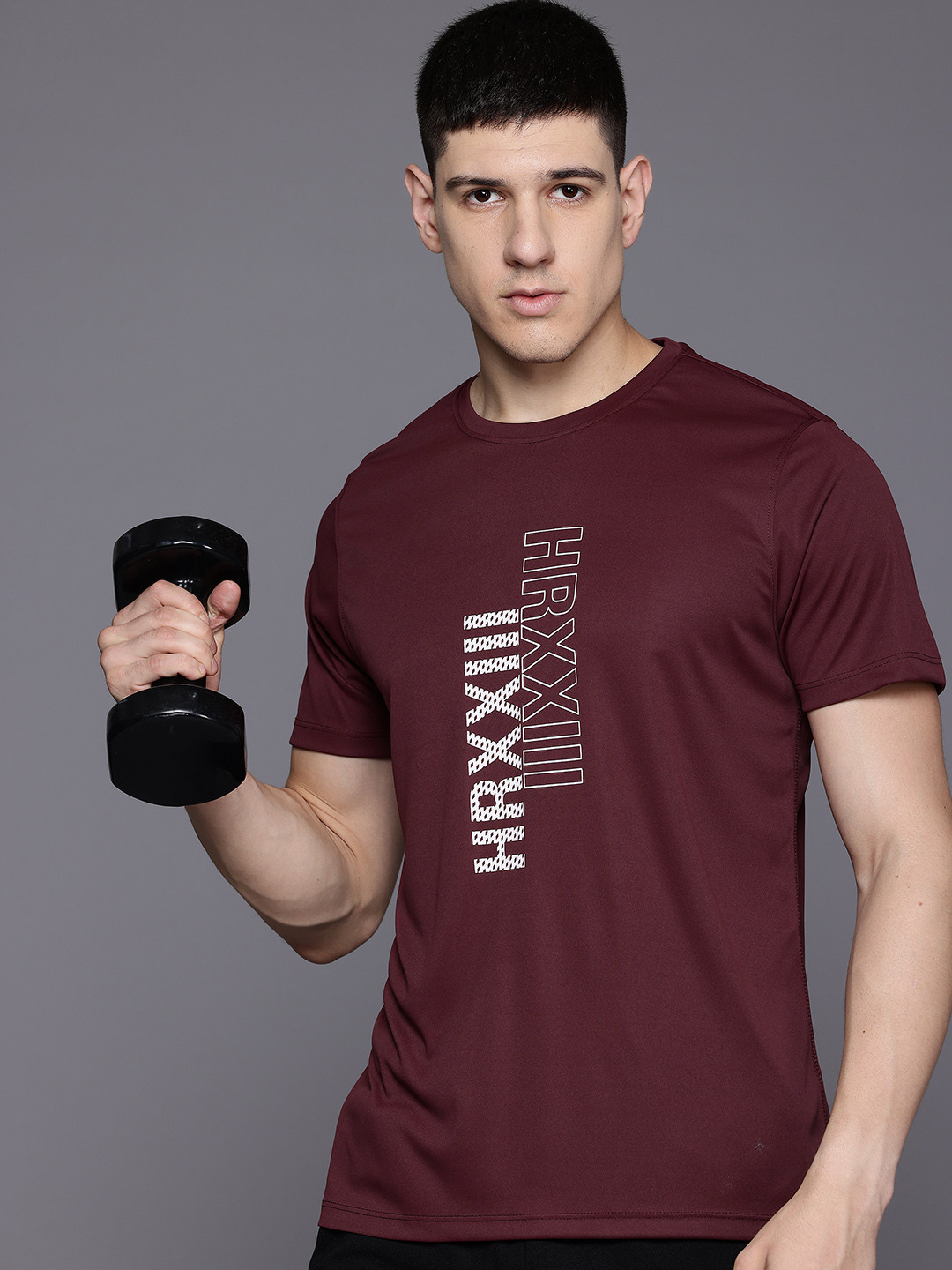 

HRX by Hrithik Roshan Rapid-Dry Printed Training T-shirt, Brown