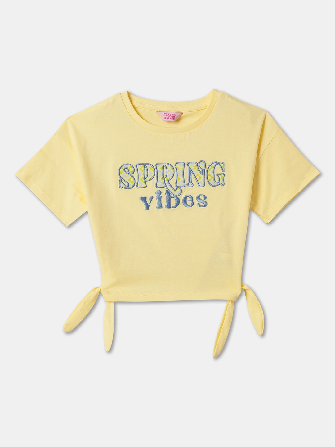 

R&B Girls Typography Print Cotton Top, Yellow