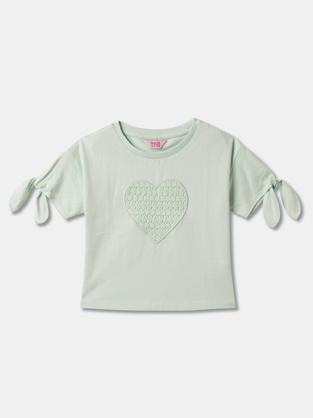 

R&B Girls Round Neck Cotton Top, Green