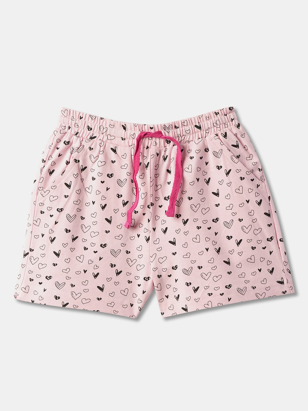 

R&B Girls Printed Mid-Rise Cotton Shorts, Pink